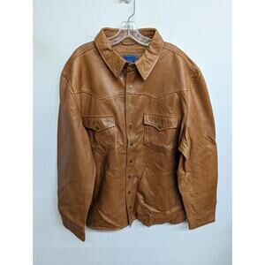 Gilded Age Mens Leather Jacket Amber Brown Size 100% Sheep Hide Size 3XL